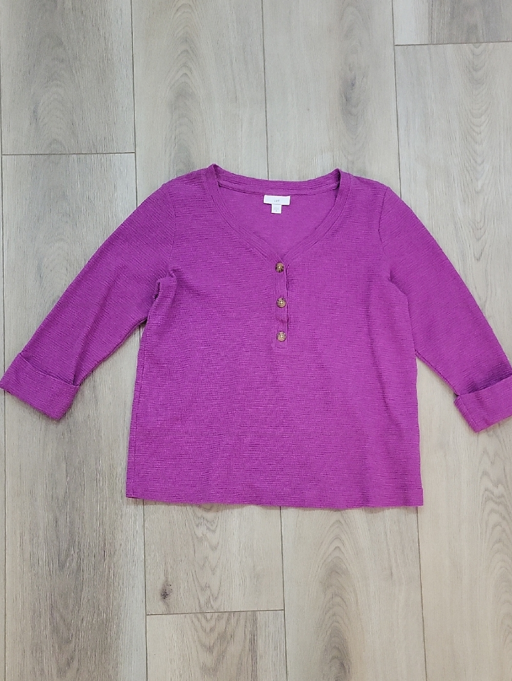 J. Jill Purple-Magenta Henley Short Sleeve Top